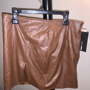Brown leather skirt